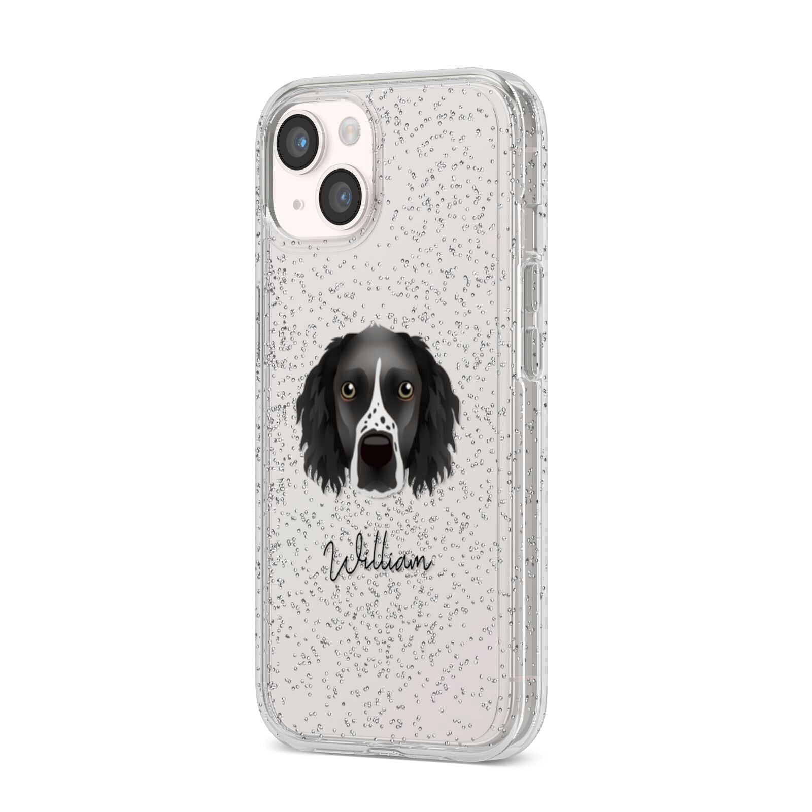 Sprocker Personalised iPhone 14 Glitter Tough Case Starlight Angled Image