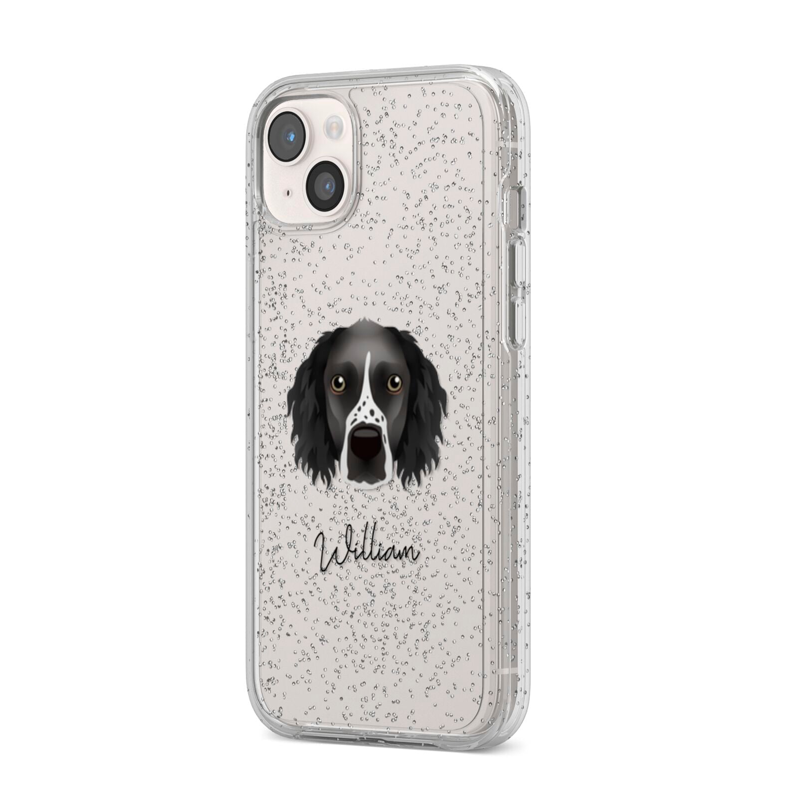 Sprocker Personalised iPhone 14 Plus Glitter Tough Case Starlight Angled Image