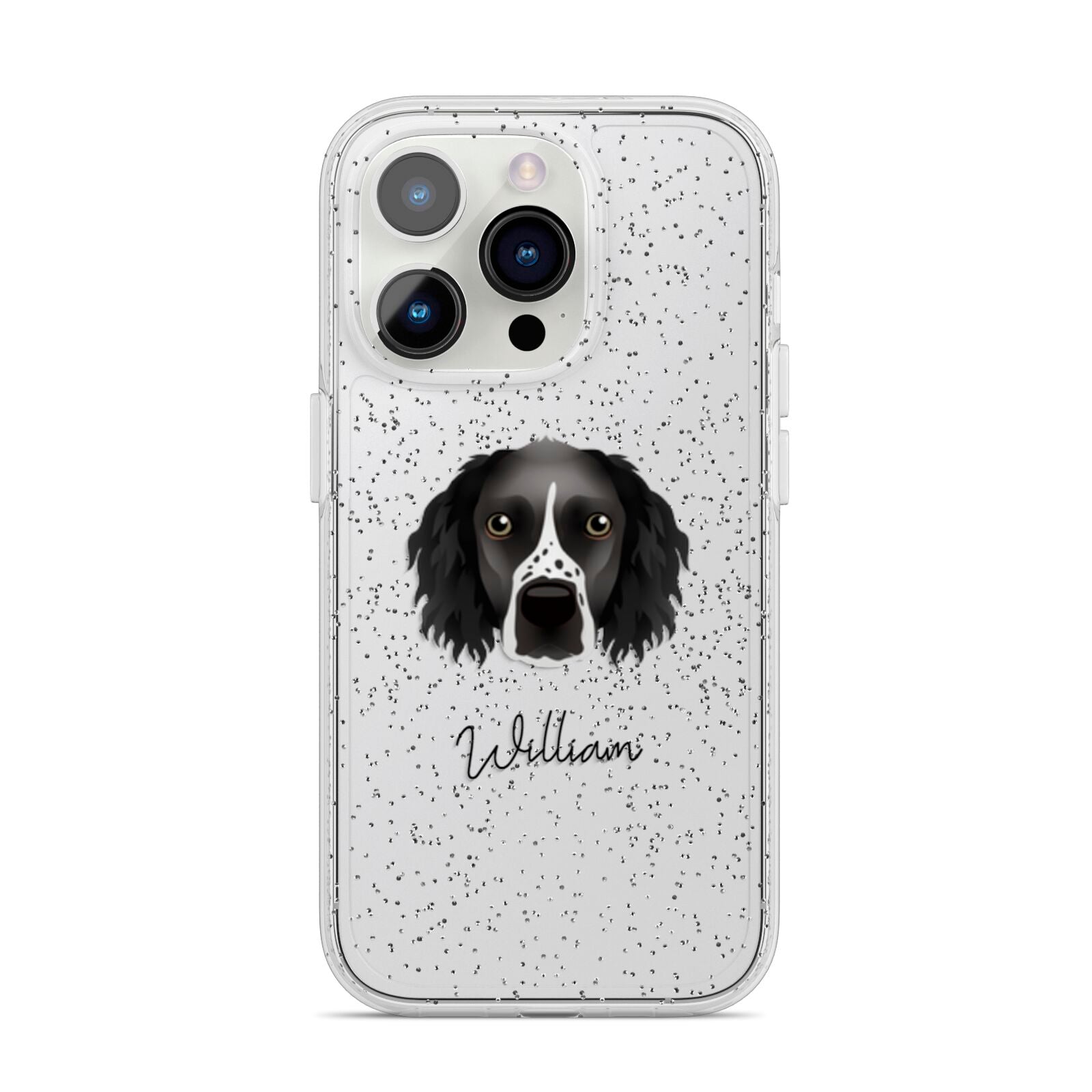 Sprocker Personalised iPhone 14 Pro Glitter Tough Case Silver
