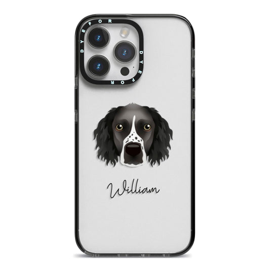 Sprocker Personalised iPhone 14 Pro Max Black Impact Case on Silver phone
