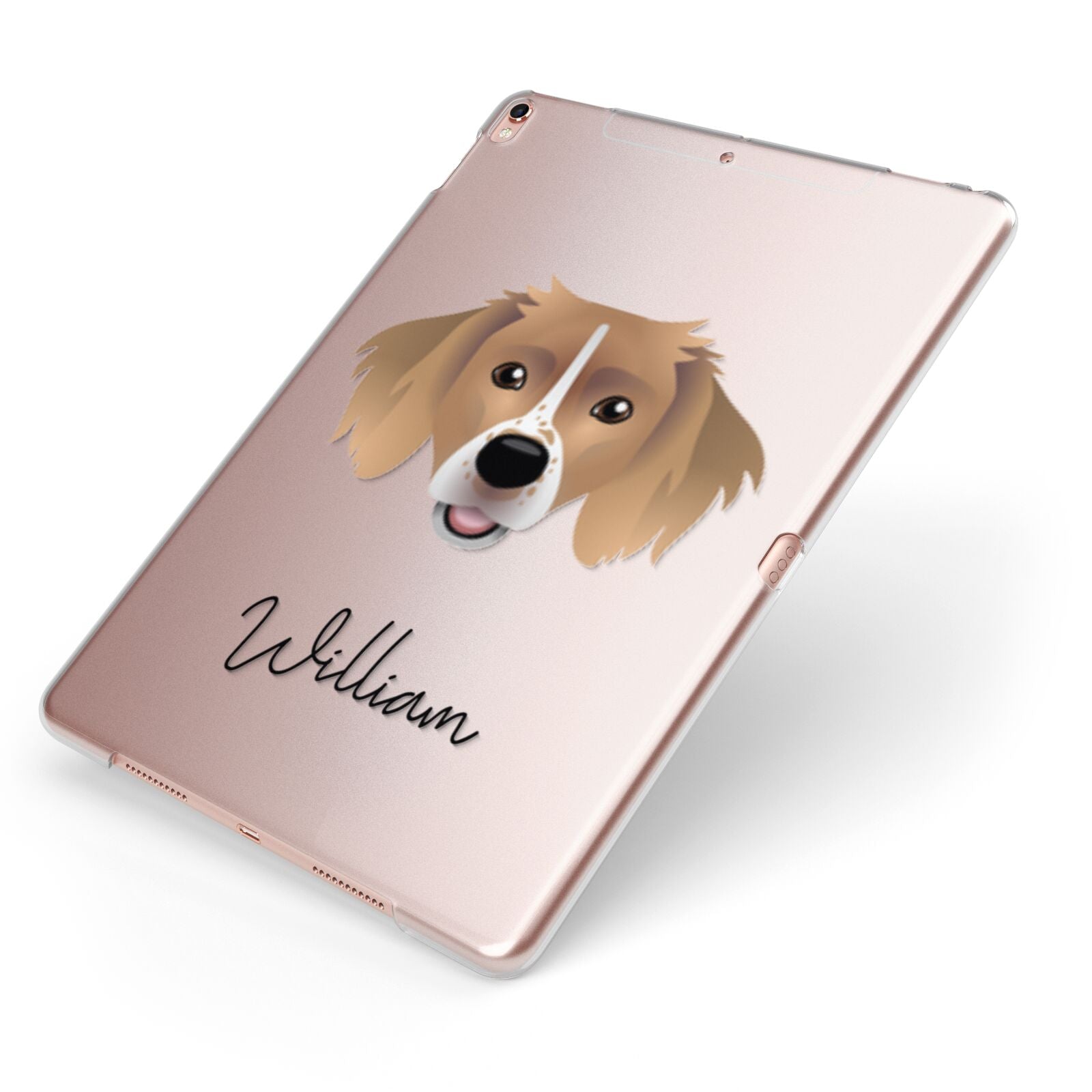Sprollie Personalised Apple iPad Case on Rose Gold iPad Side View