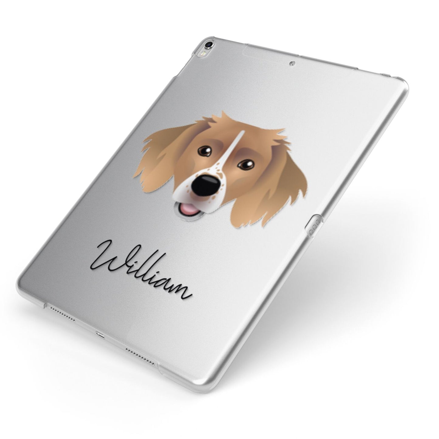Sprollie Personalised Apple iPad Case on Silver iPad Side View