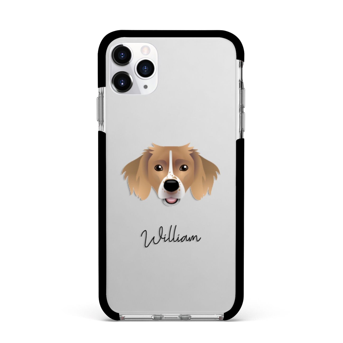 Sprollie Personalised Apple iPhone 11 Pro Max in Silver with Black Impact Case