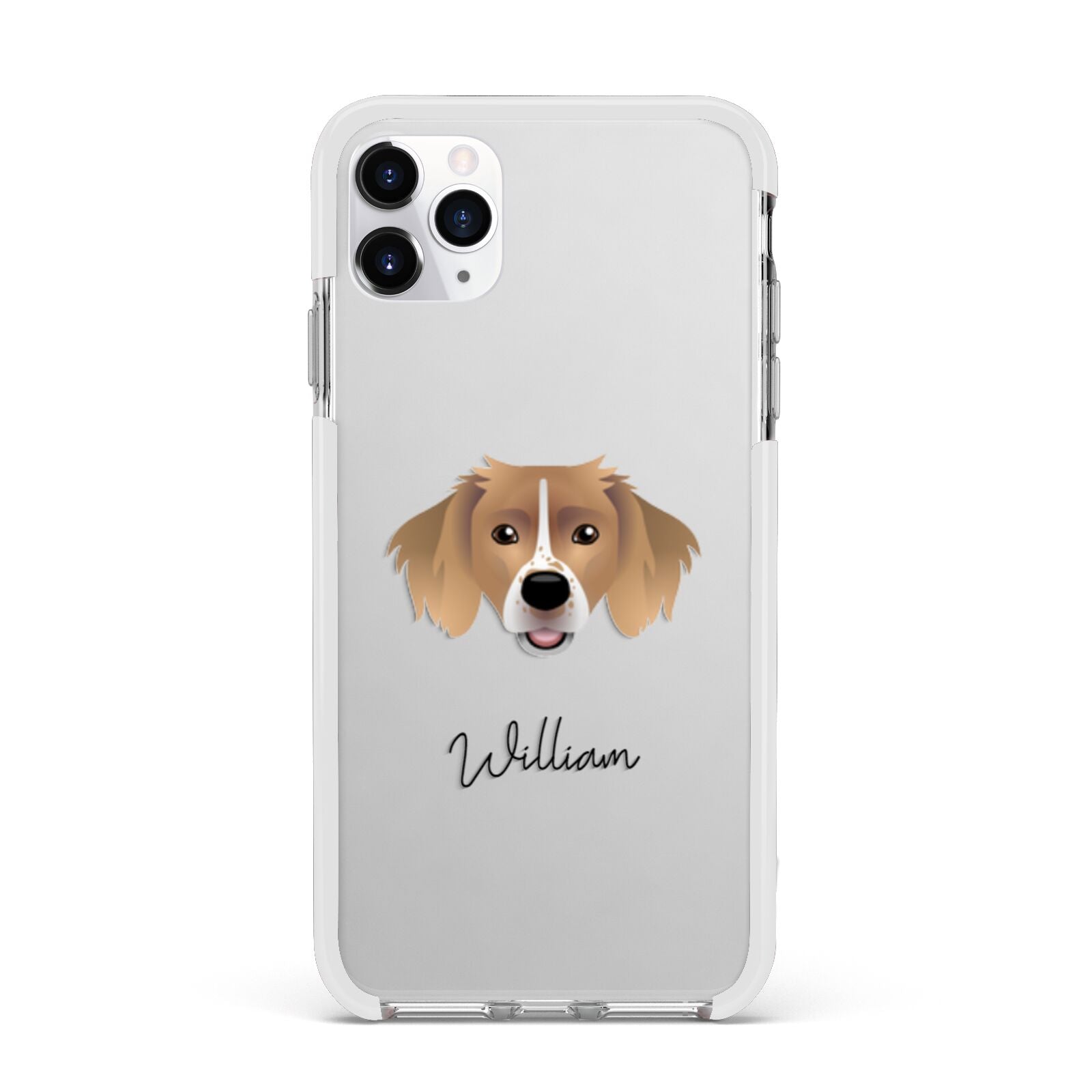 Sprollie Personalised Apple iPhone 11 Pro Max in Silver with White Impact Case
