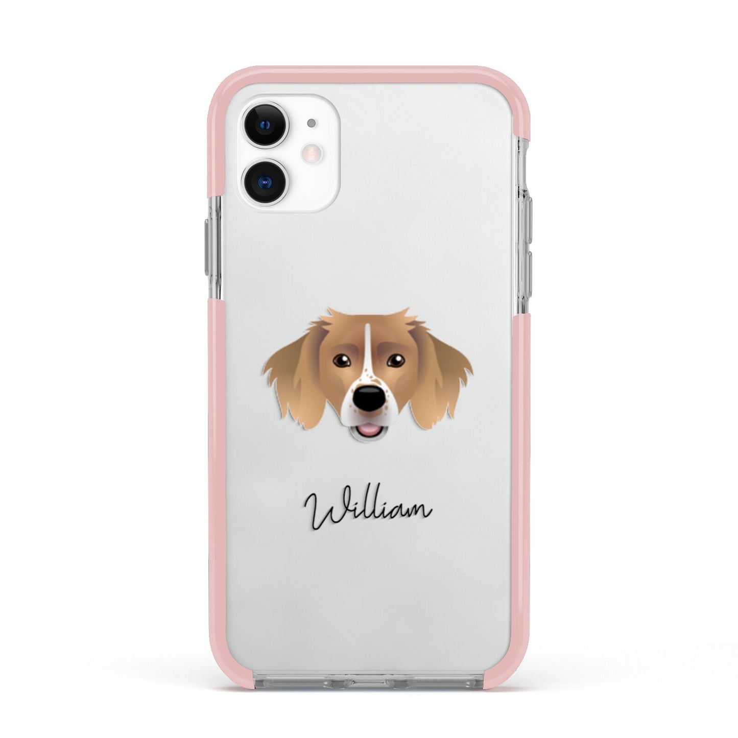 Sprollie Personalised Apple iPhone 11 in White with Pink Impact Case