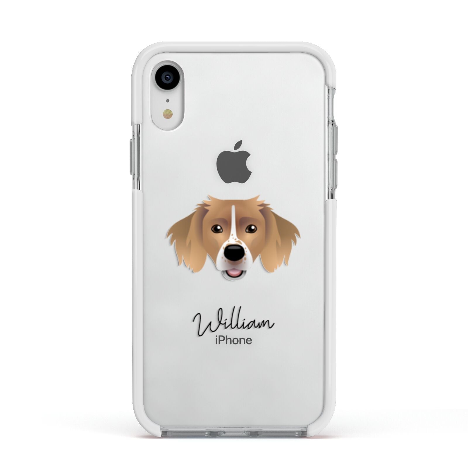 Sprollie Personalised Apple iPhone XR Impact Case White Edge on Silver Phone