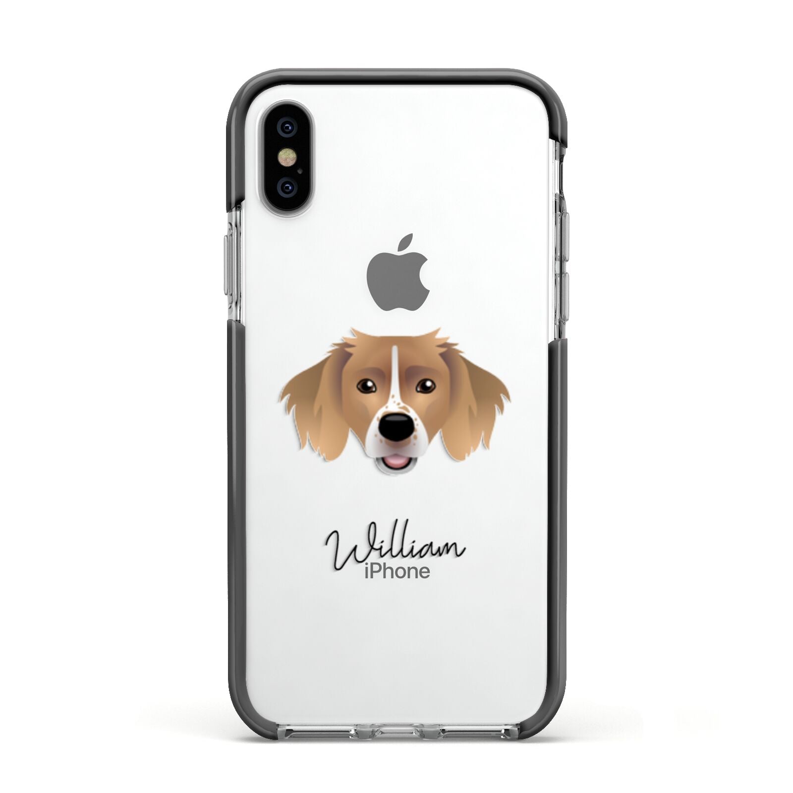 Sprollie Personalised Apple iPhone Xs Impact Case Black Edge on Silver Phone