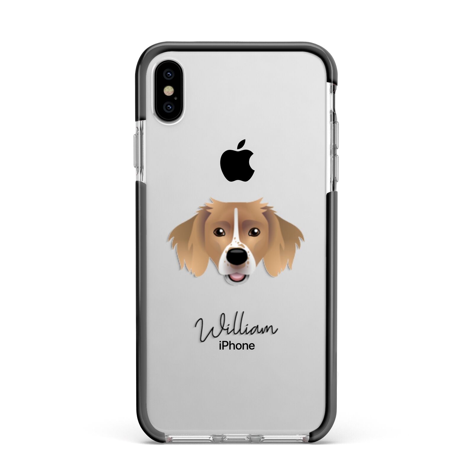 Sprollie Personalised Apple iPhone Xs Max Impact Case Black Edge on Silver Phone
