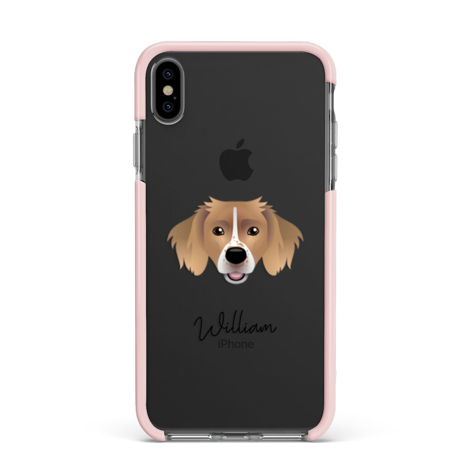Sprollie Personalised Apple iPhone Xs Max Impact Case Pink Edge on Black Phone