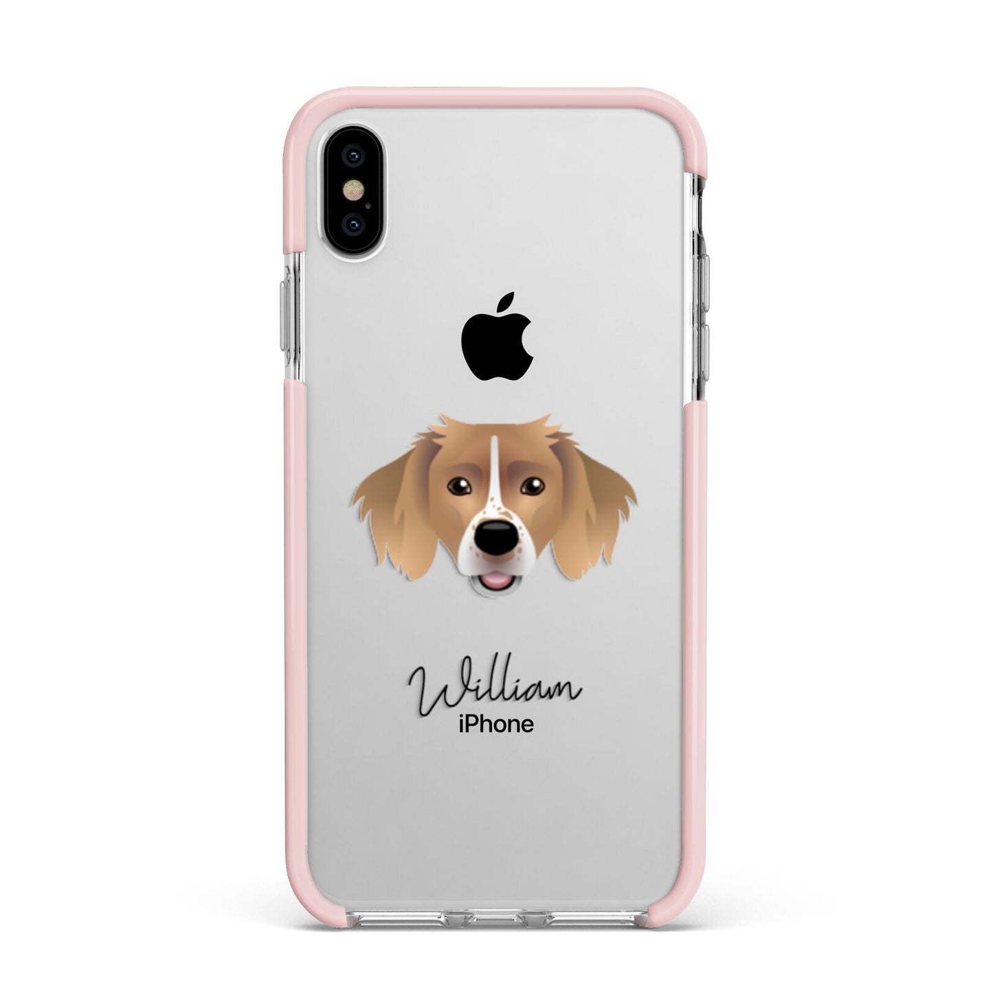 Sprollie Personalised Apple iPhone Xs Max Impact Case Pink Edge on Silver Phone