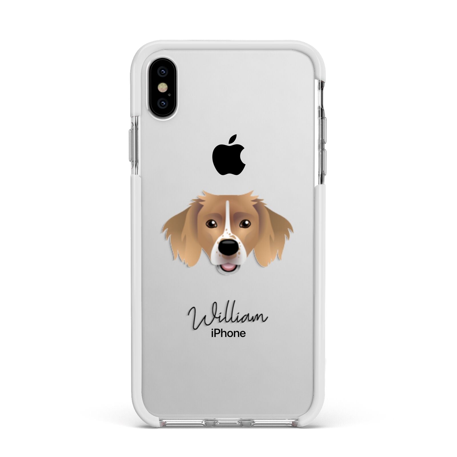 Sprollie Personalised Apple iPhone Xs Max Impact Case White Edge on Silver Phone
