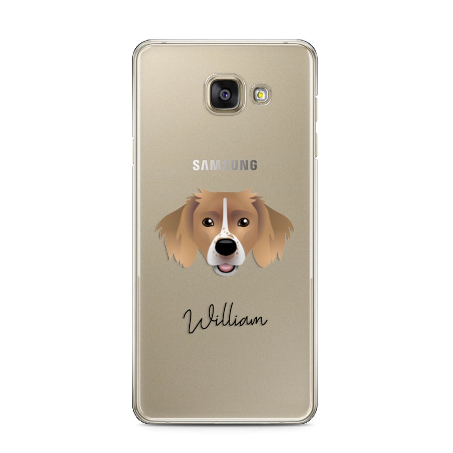 Sprollie Personalised Samsung Galaxy A3 2016 Case on gold phone