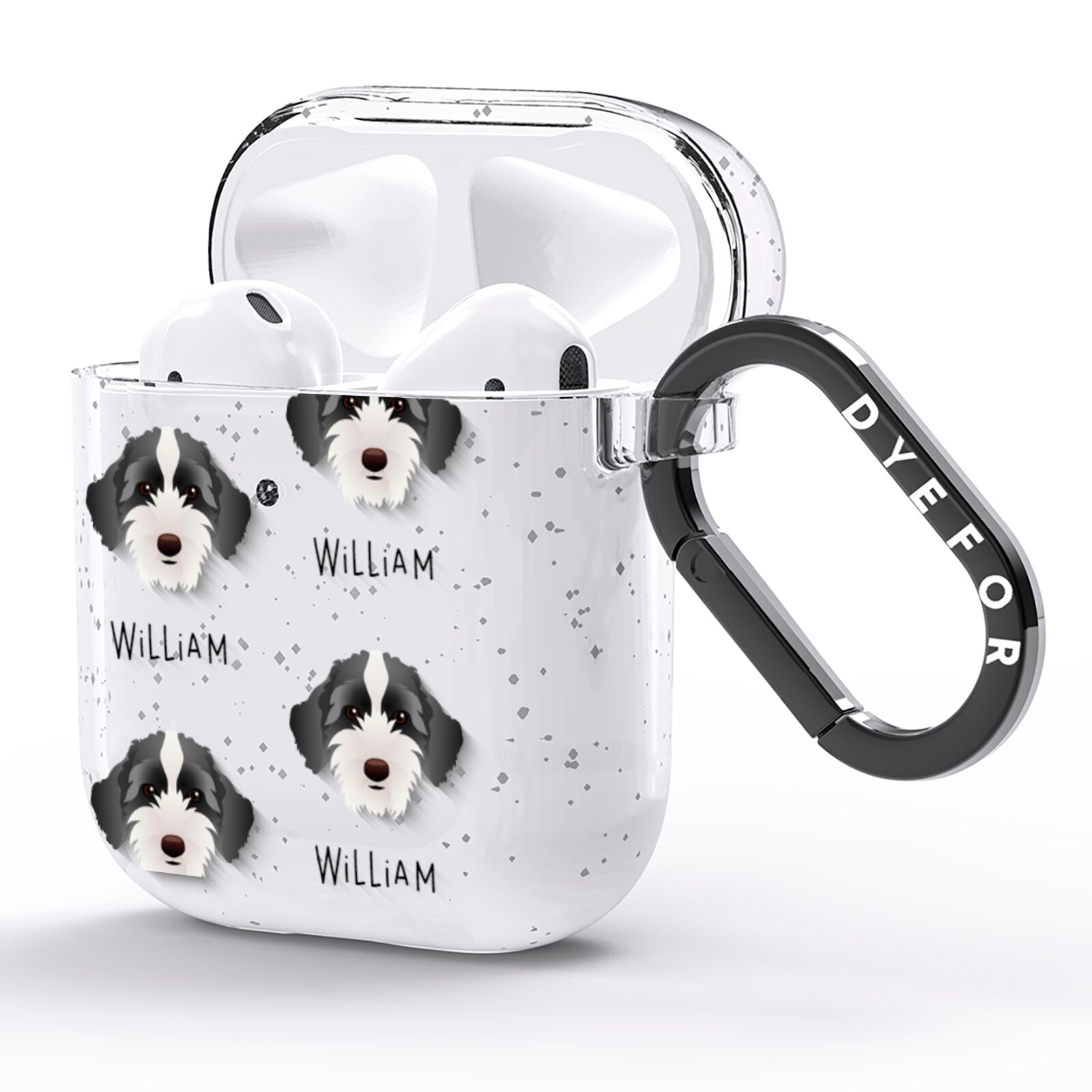 Sproodle Icon with Name AirPods Glitter Case Side Image