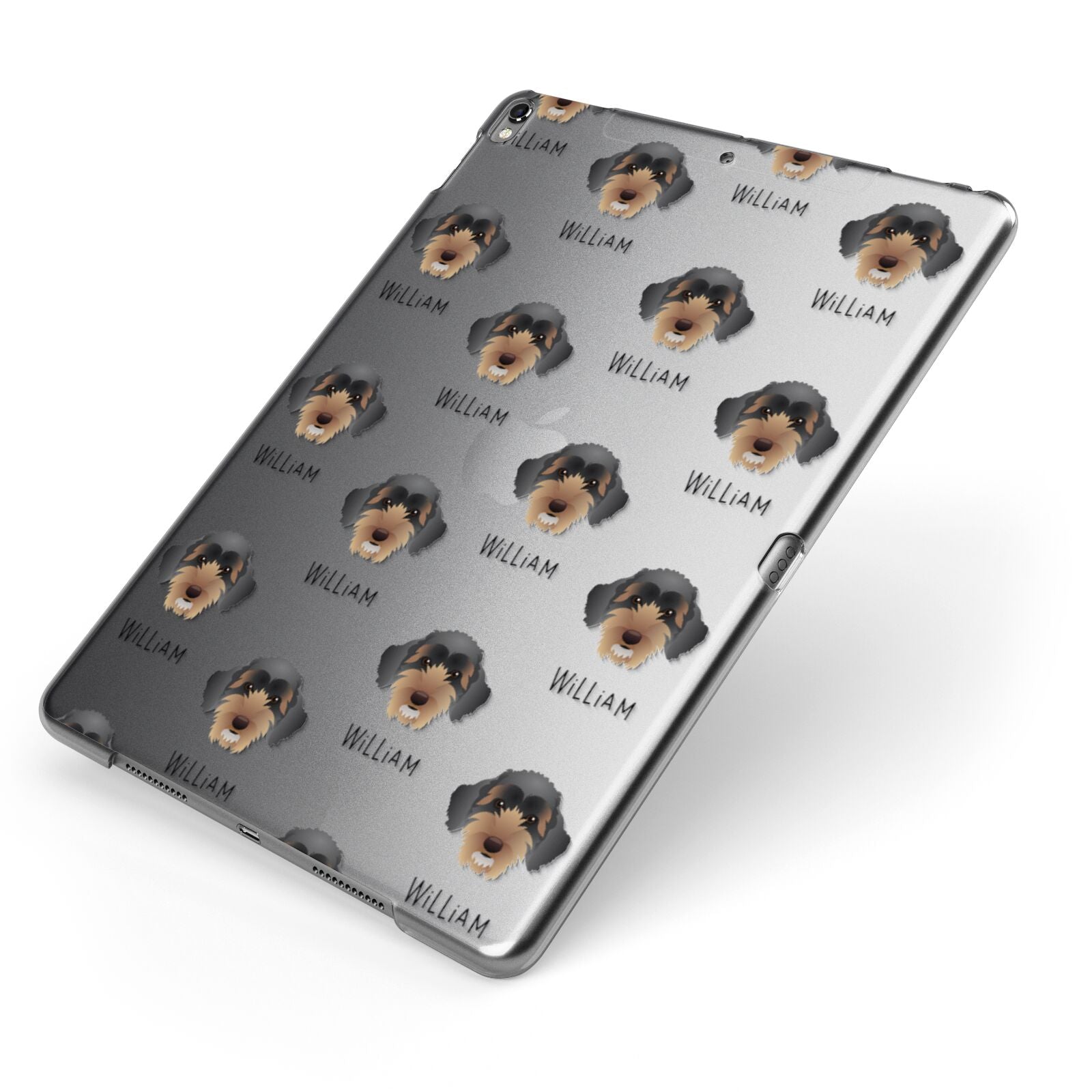 Sproodle Icon with Name Apple iPad Case on Grey iPad Side View