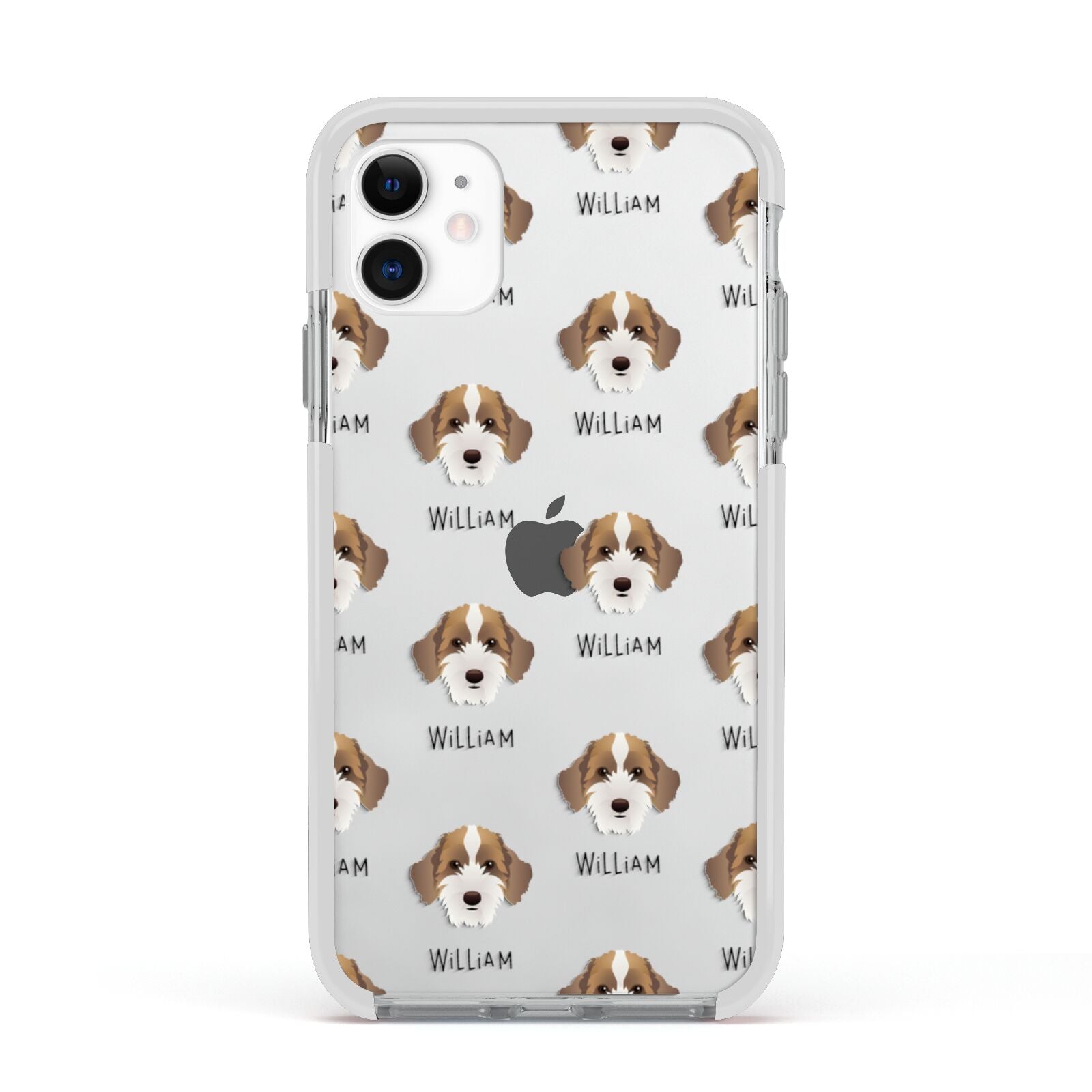 Sproodle Icon with Name Apple iPhone 11 in White with White Impact Case