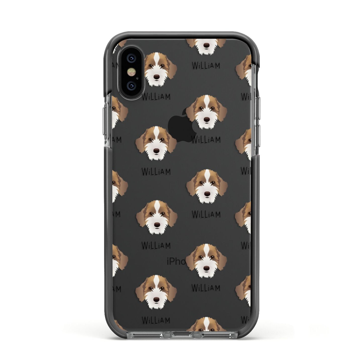 Sproodle Icon with Name Apple iPhone Xs Impact Case Black Edge on Black Phone