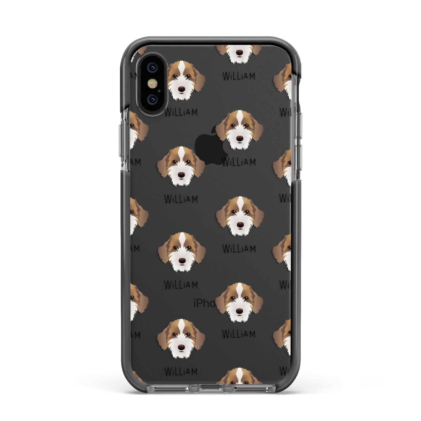 Sproodle Icon with Name Apple iPhone Xs Impact Case Black Edge on Black Phone