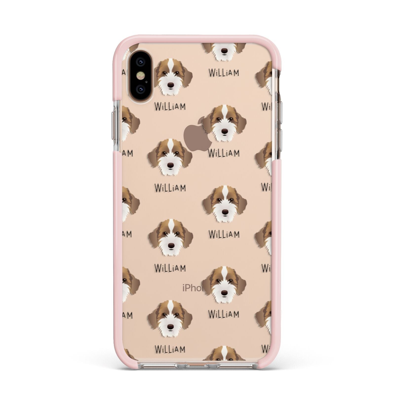 Sproodle Icon with Name Apple iPhone Xs Max Impact Case Pink Edge on Gold Phone