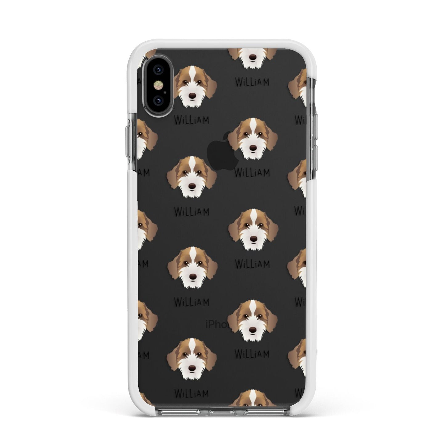 Sproodle Icon with Name Apple iPhone Xs Max Impact Case White Edge on Black Phone