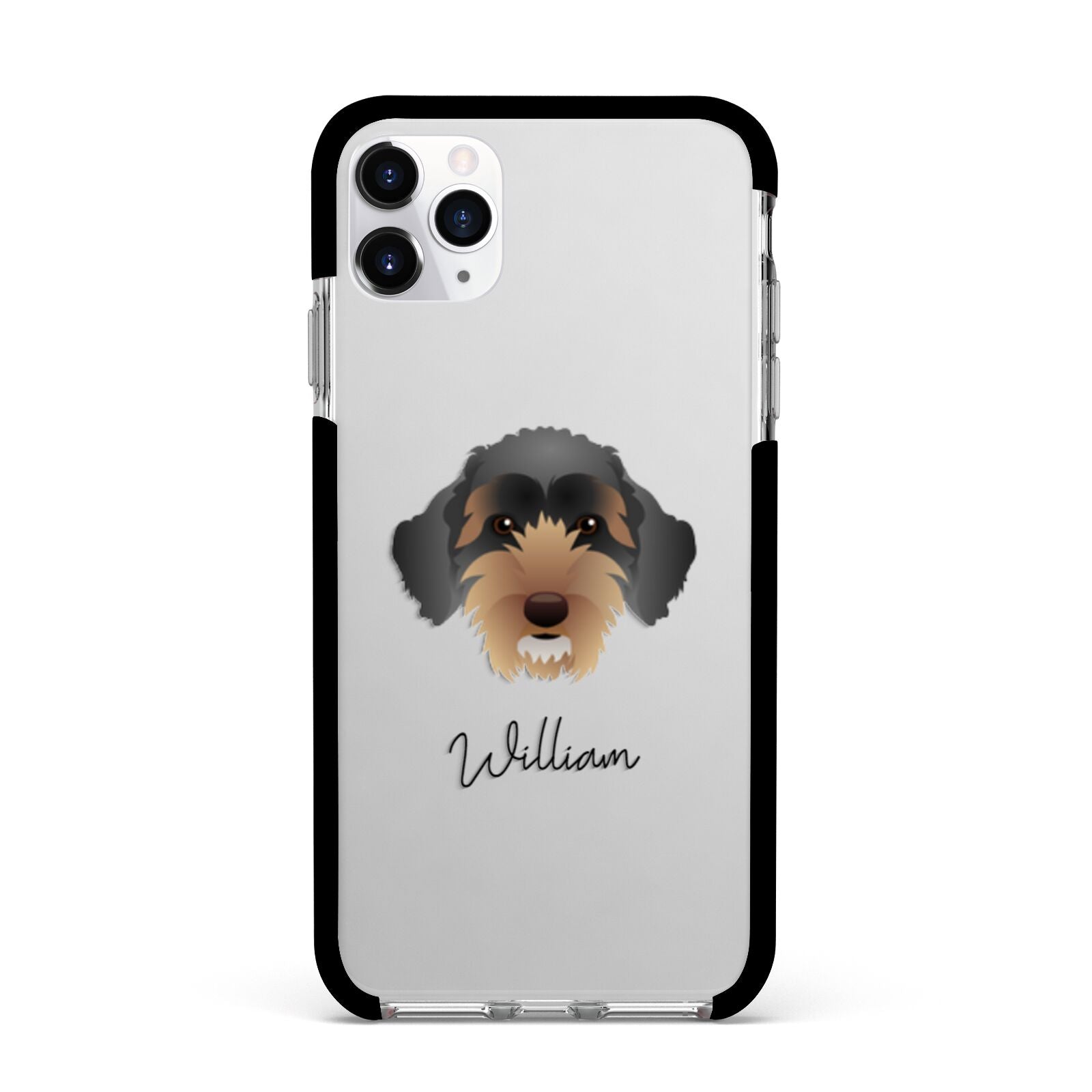 Sproodle Personalised Apple iPhone 11 Pro Max in Silver with Black Impact Case