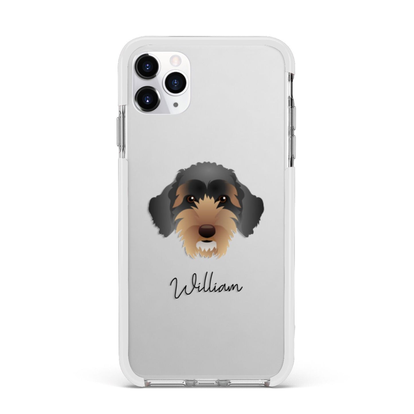 Sproodle Personalised Apple iPhone 11 Pro Max in Silver with White Impact Case