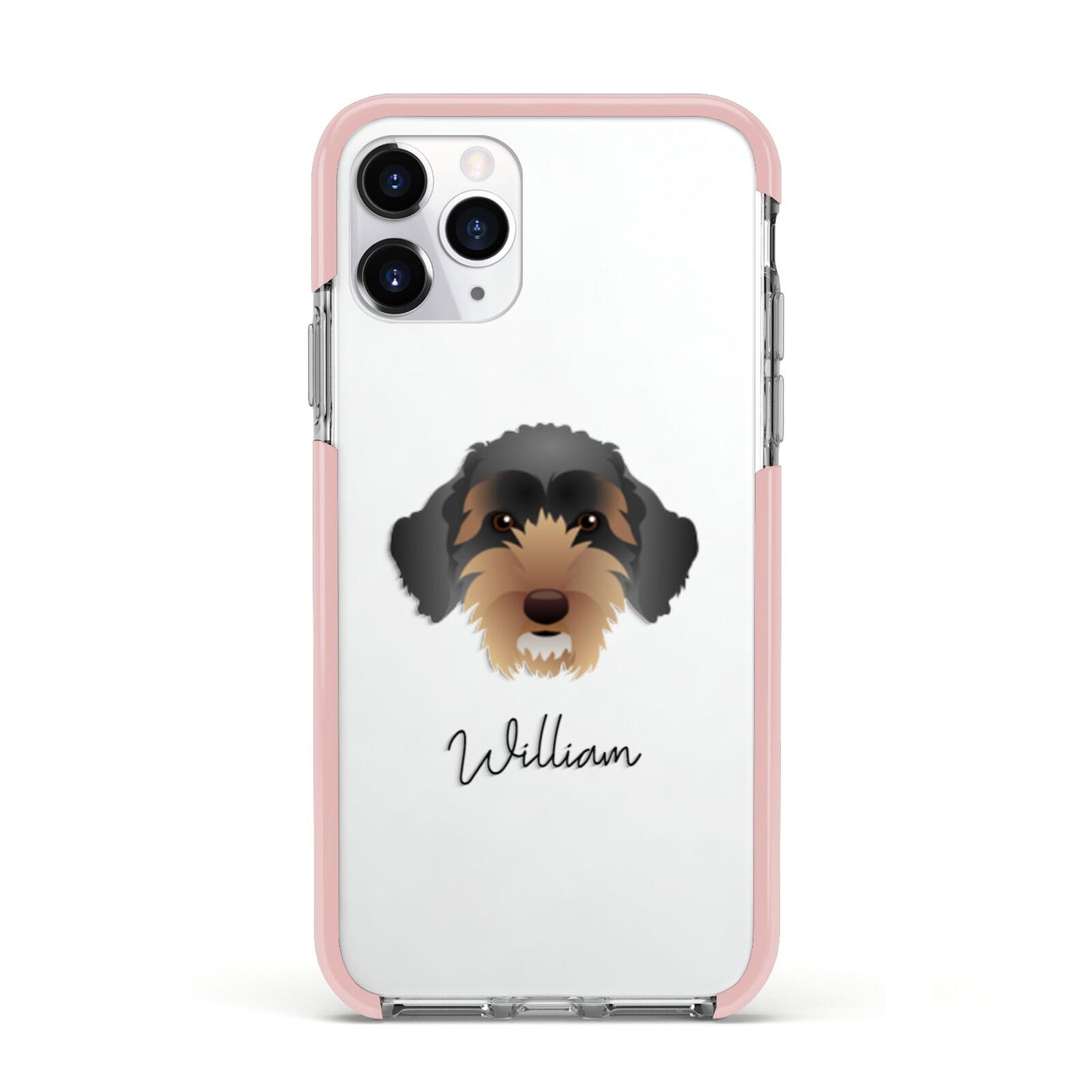 Sproodle Personalised Apple iPhone 11 Pro in Silver with Pink Impact Case
