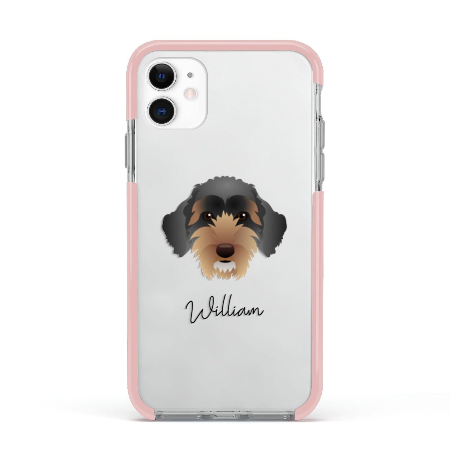 Sproodle Personalised Apple iPhone 11 in White with Pink Impact Case