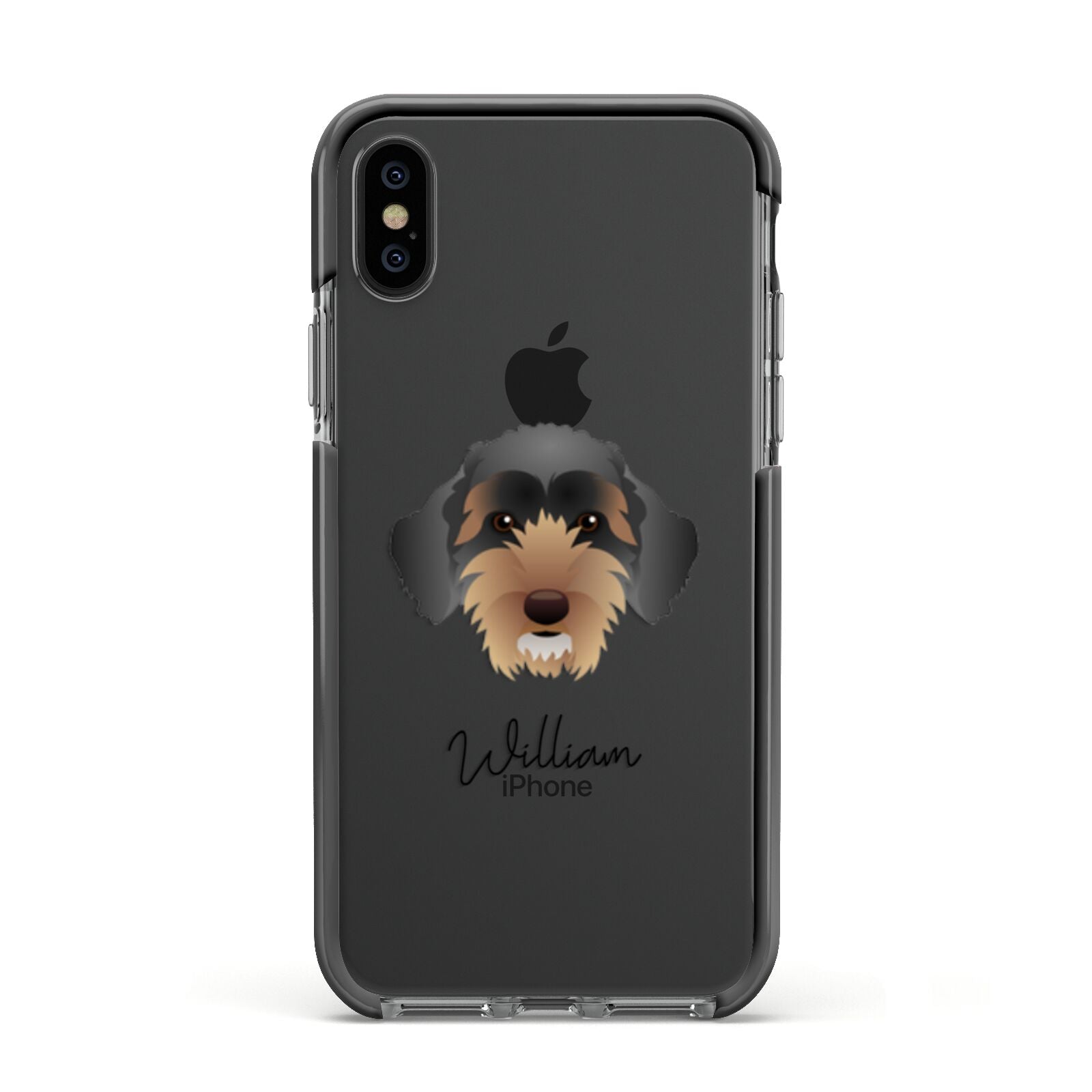 Sproodle Personalised Apple iPhone Xs Impact Case Black Edge on Black Phone