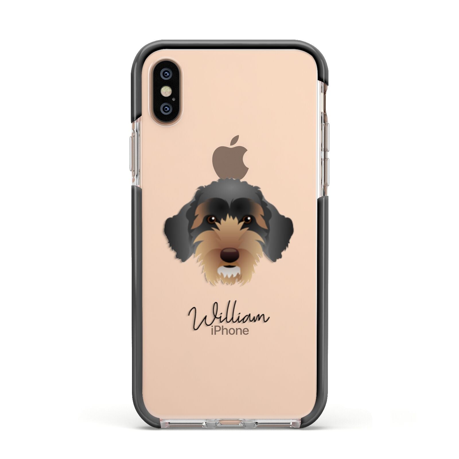 Sproodle Personalised Apple iPhone Xs Impact Case Black Edge on Gold Phone