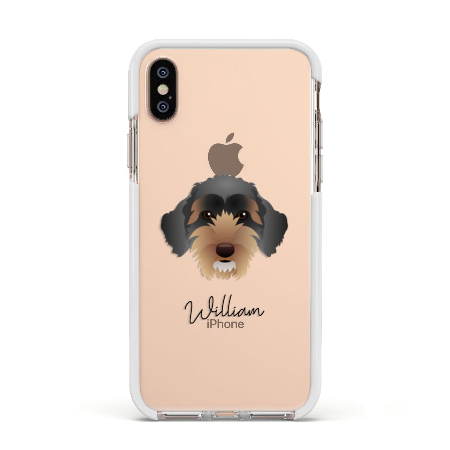 Sproodle Personalised Apple iPhone Xs Impact Case White Edge on Gold Phone