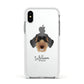 Sproodle Personalised Apple iPhone Xs Impact Case White Edge on Silver Phone