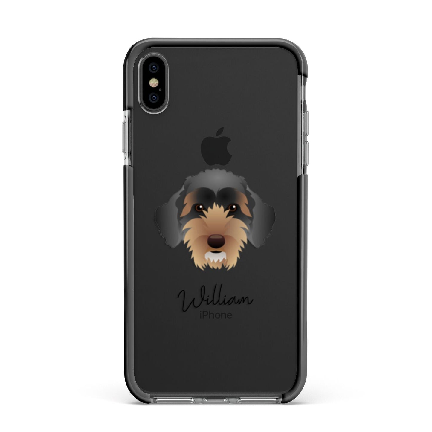 Sproodle Personalised Apple iPhone Xs Max Impact Case Black Edge on Black Phone