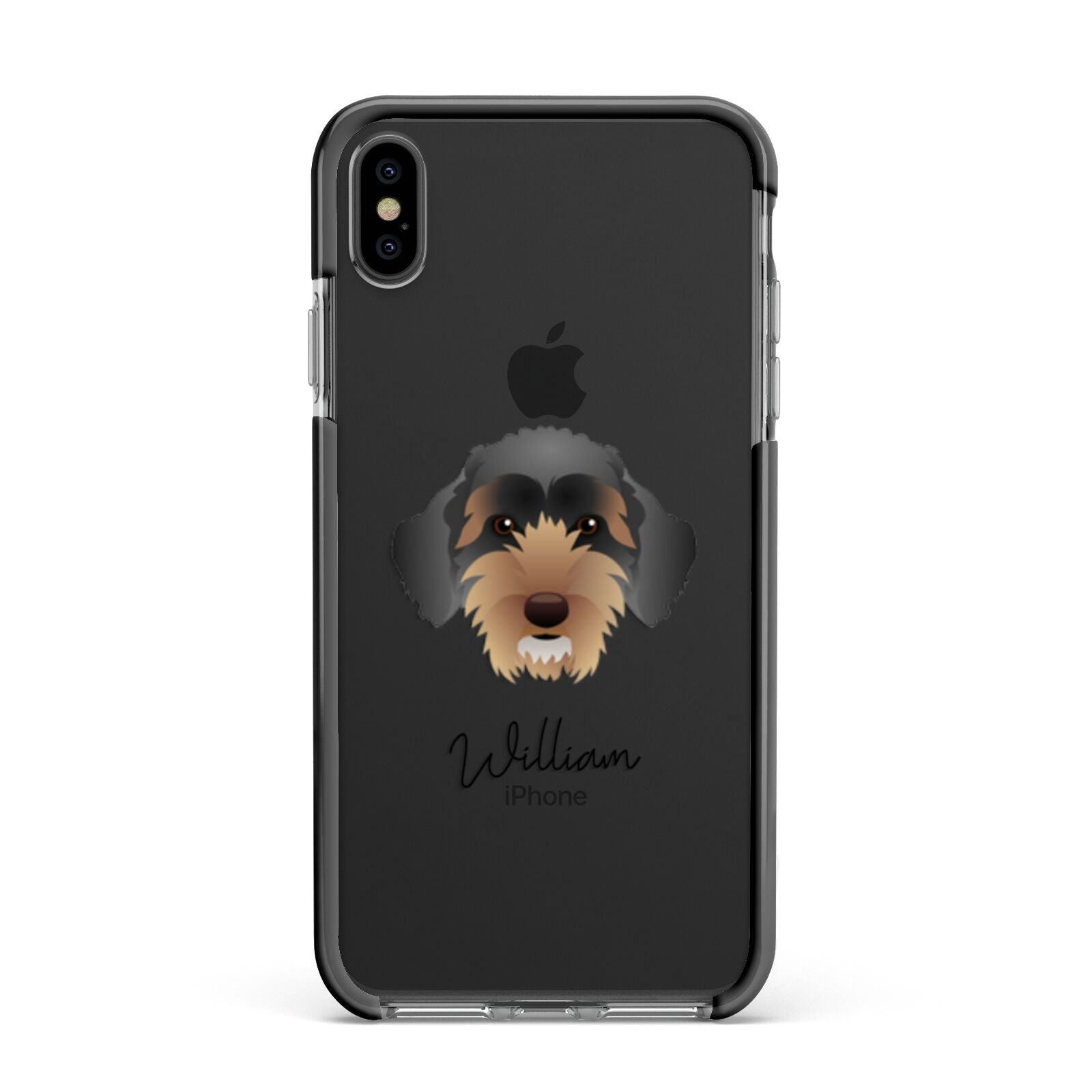 Sproodle Personalised Apple iPhone Xs Max Impact Case Black Edge on Black Phone