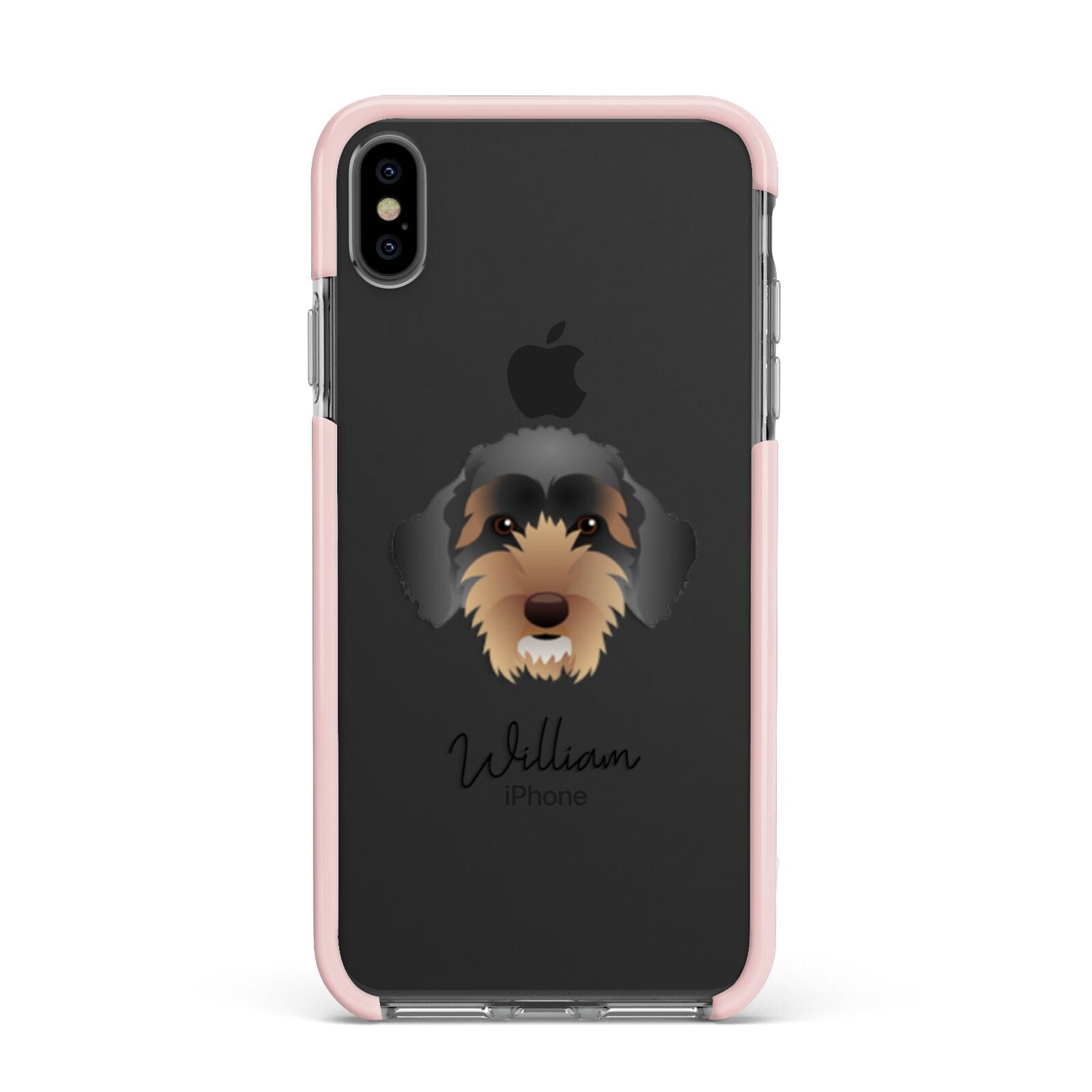Sproodle Personalised Apple iPhone Xs Max Impact Case Pink Edge on Black Phone