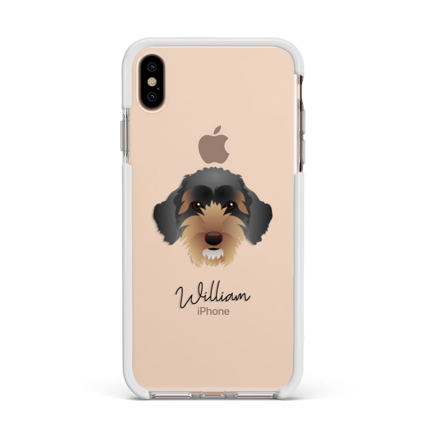 Sproodle Personalised Apple iPhone Xs Max Impact Case White Edge on Gold Phone