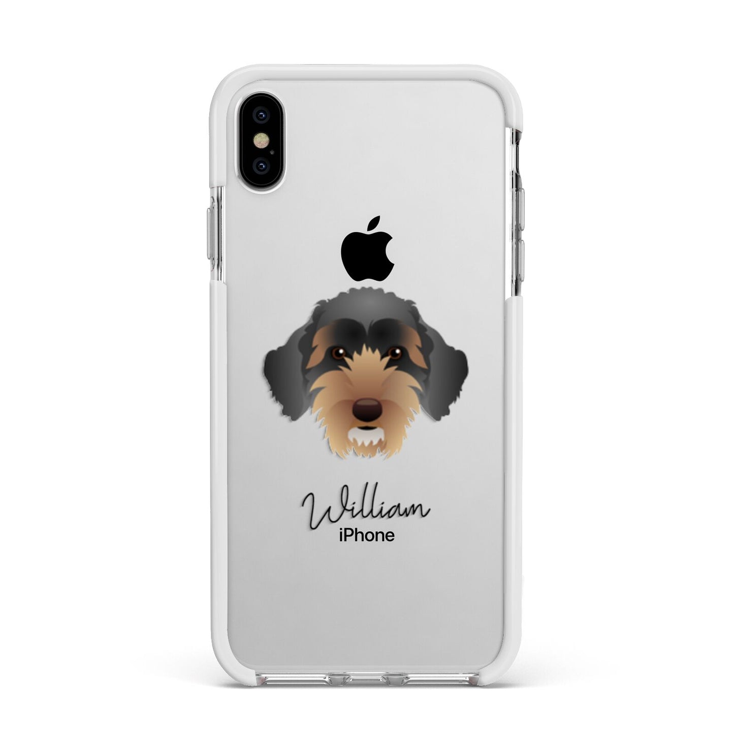 Sproodle Personalised Apple iPhone Xs Max Impact Case White Edge on Silver Phone