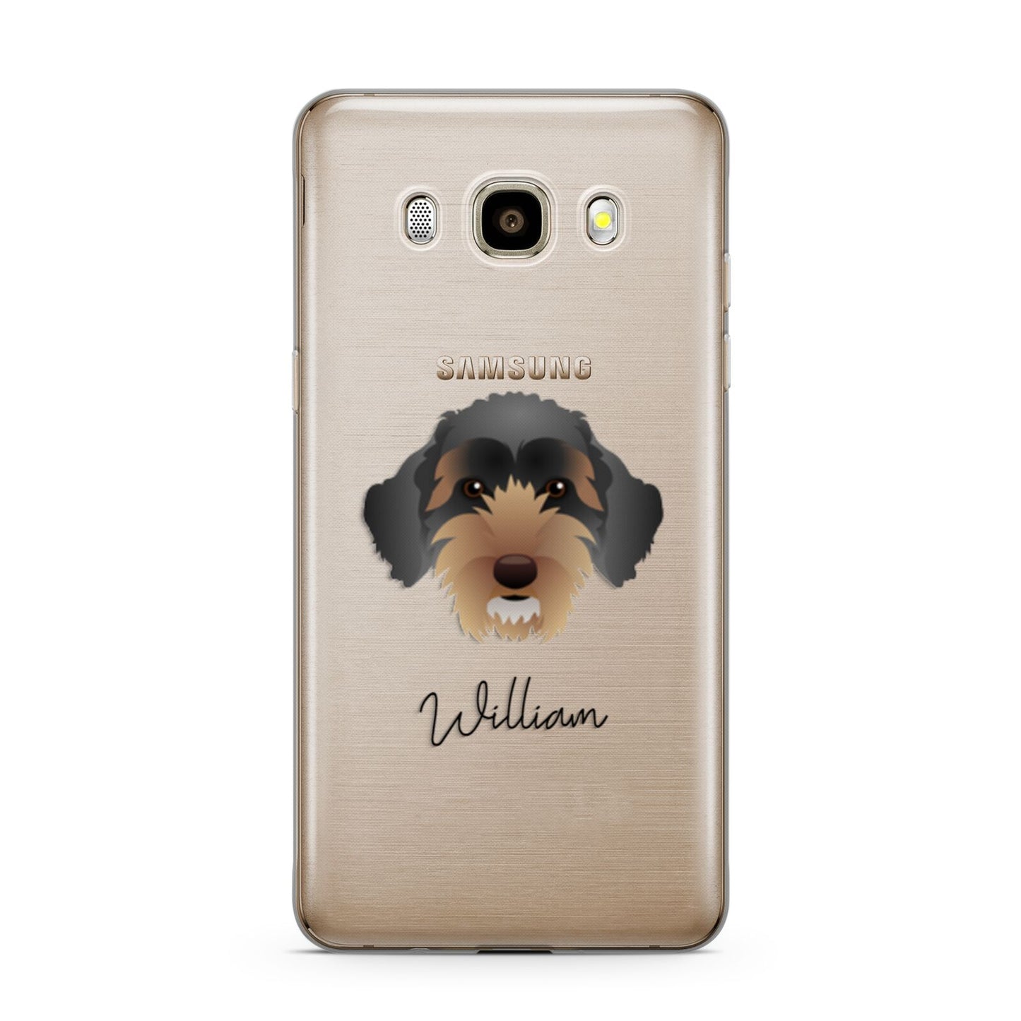 Sproodle Personalised Samsung Galaxy J7 2016 Case on gold phone