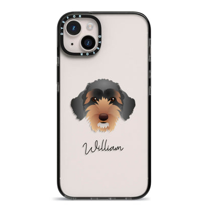 Sproodle Personalised iPhone 14 Plus Black Impact Case on Silver phone
