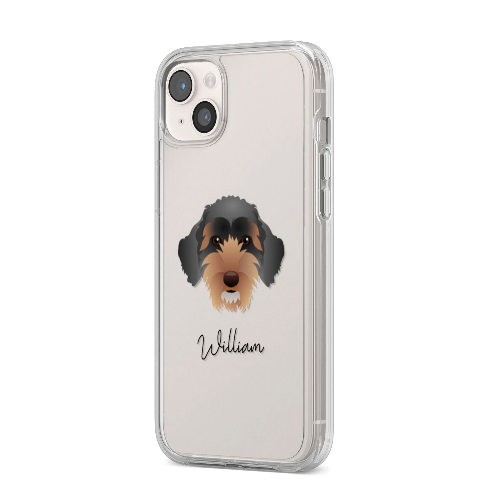 Sproodle Personalised iPhone 14 Plus Clear Tough Case Starlight Angled Image