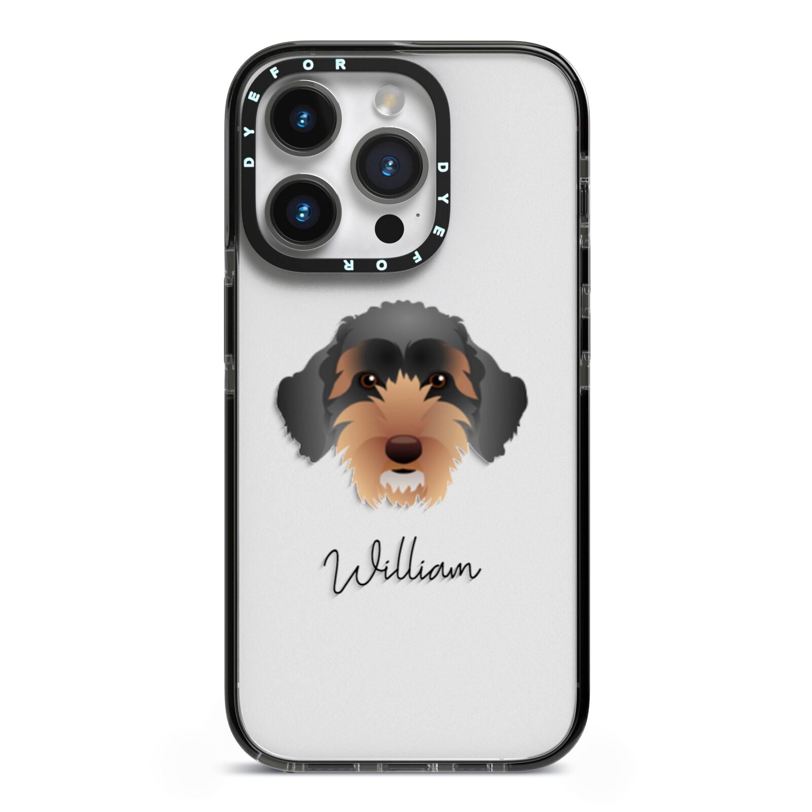 Sproodle Personalised iPhone 14 Pro Black Impact Case on Silver phone