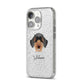 Sproodle Personalised iPhone 14 Pro Glitter Tough Case Silver Angled Image