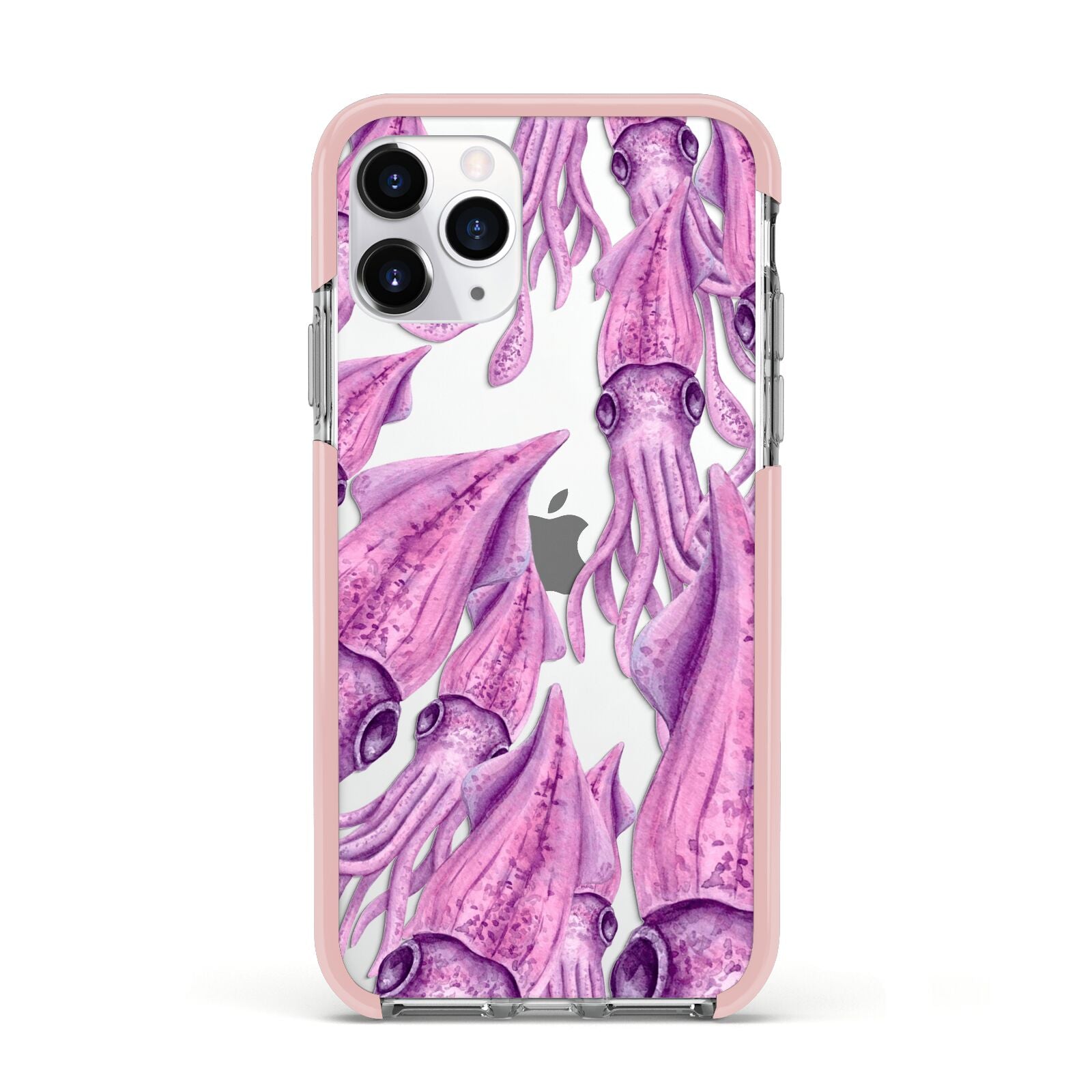 Squid Apple iPhone 11 Pro in Silver with Pink Impact Case