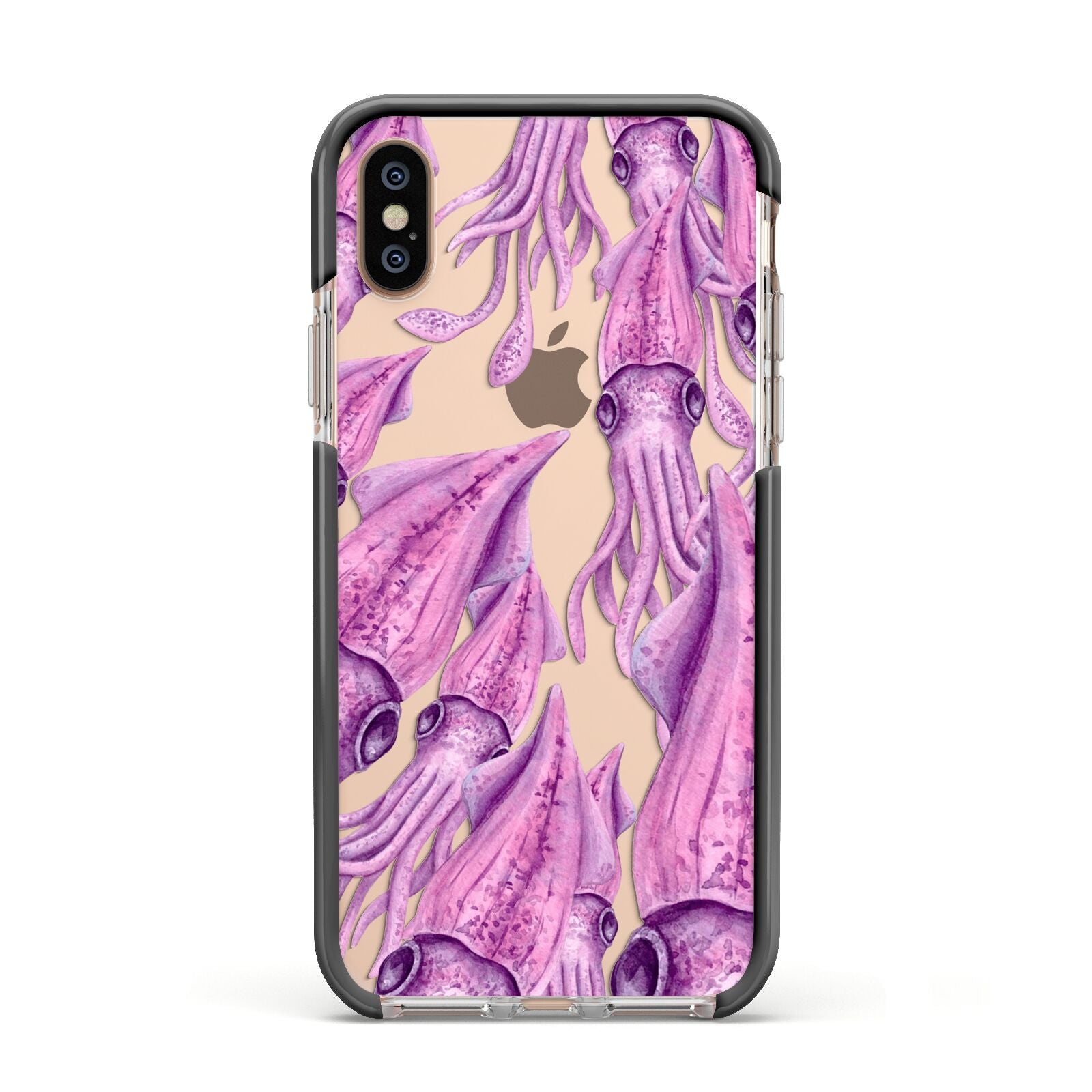 Squid Apple iPhone Xs Impact Case Black Edge on Gold Phone