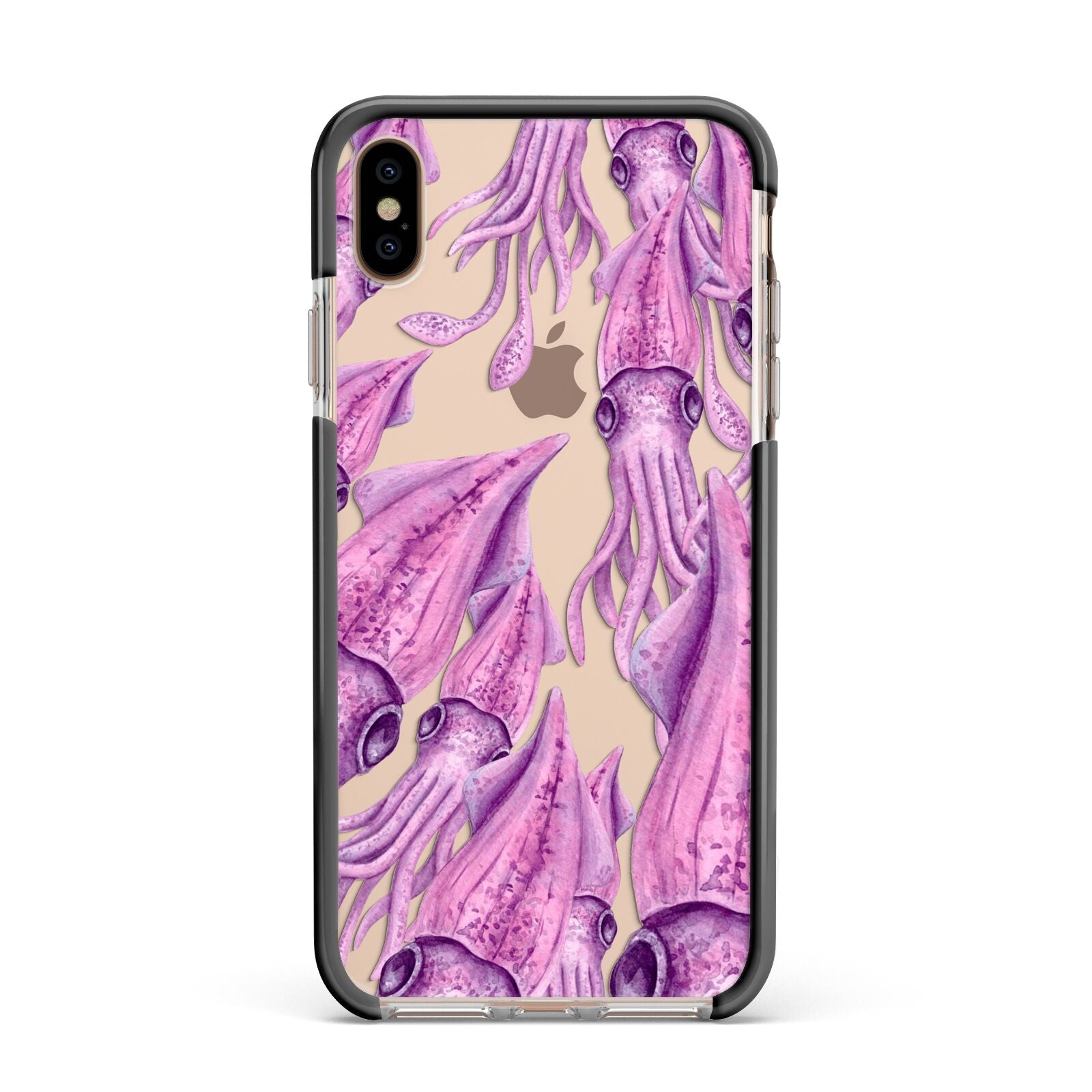 Squid Apple iPhone Xs Max Impact Case Black Edge on Gold Phone