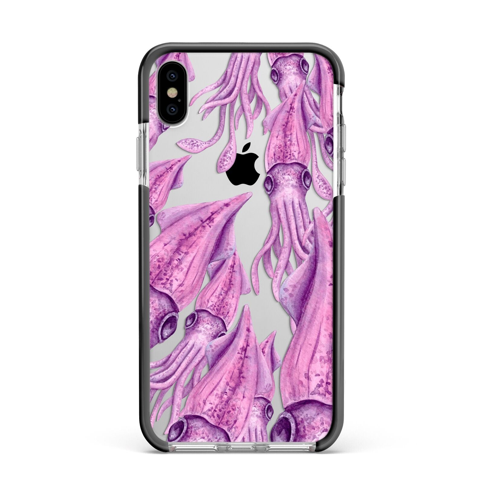 Squid Apple iPhone Xs Max Impact Case Black Edge on Silver Phone
