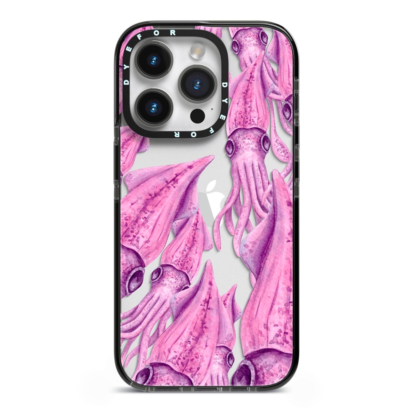 Squid iPhone 14 Pro Black Impact Case on Silver phone