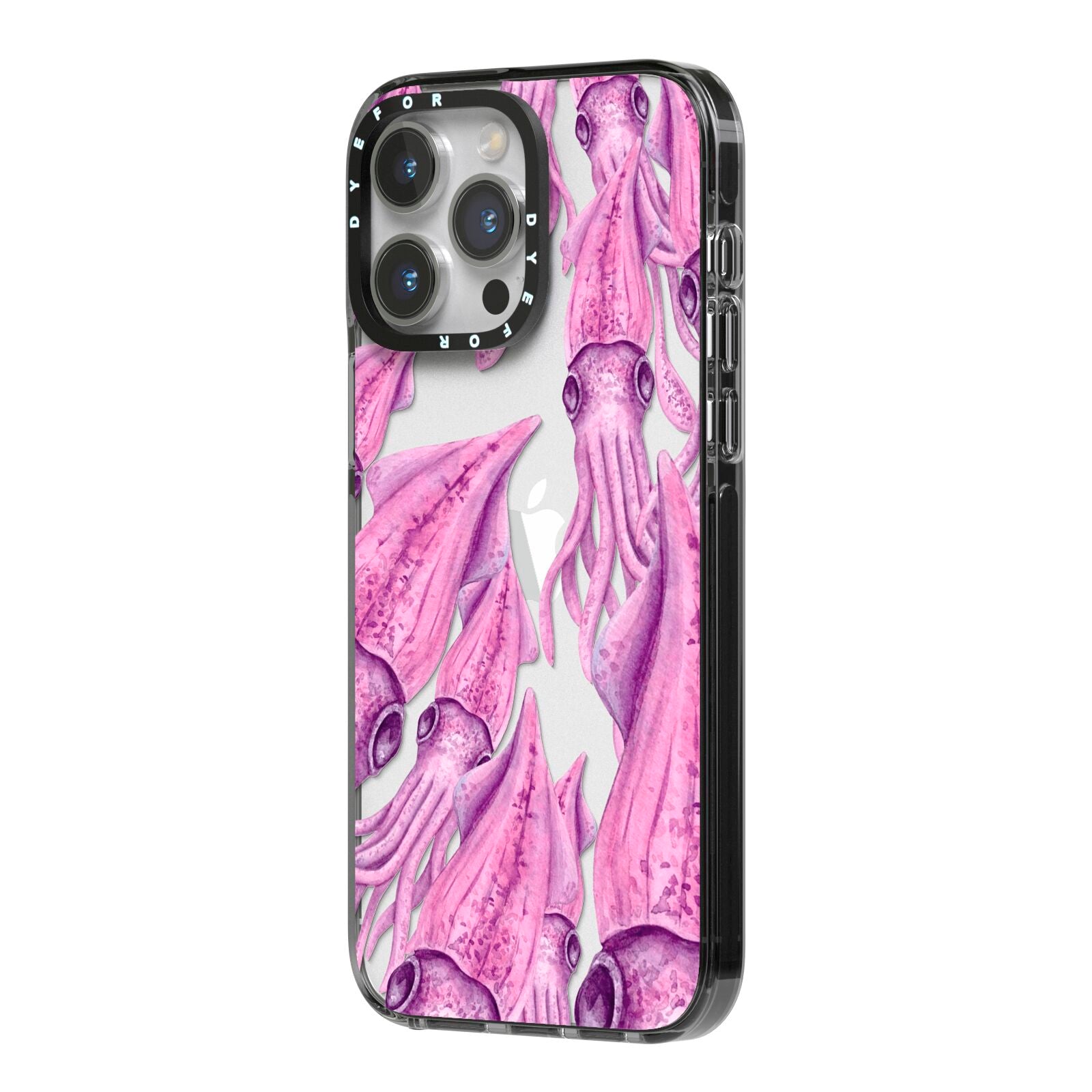 Squid iPhone 14 Pro Max Black Impact Case Side Angle on Silver phone