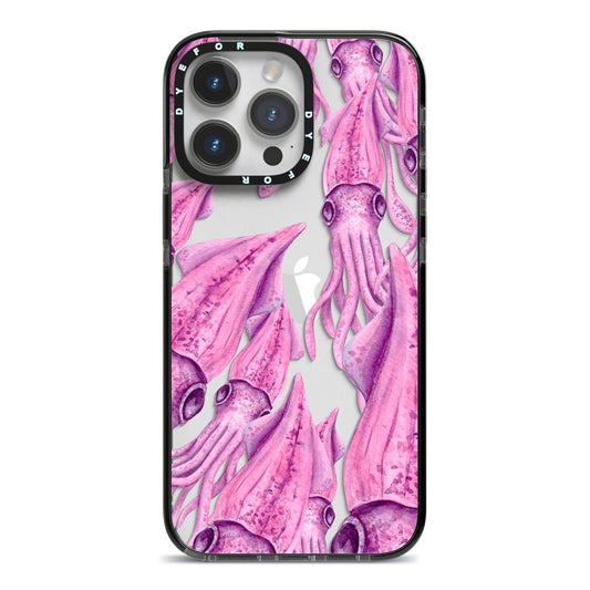 Squid iPhone 14 Pro Max Black Impact Case on Silver phone
