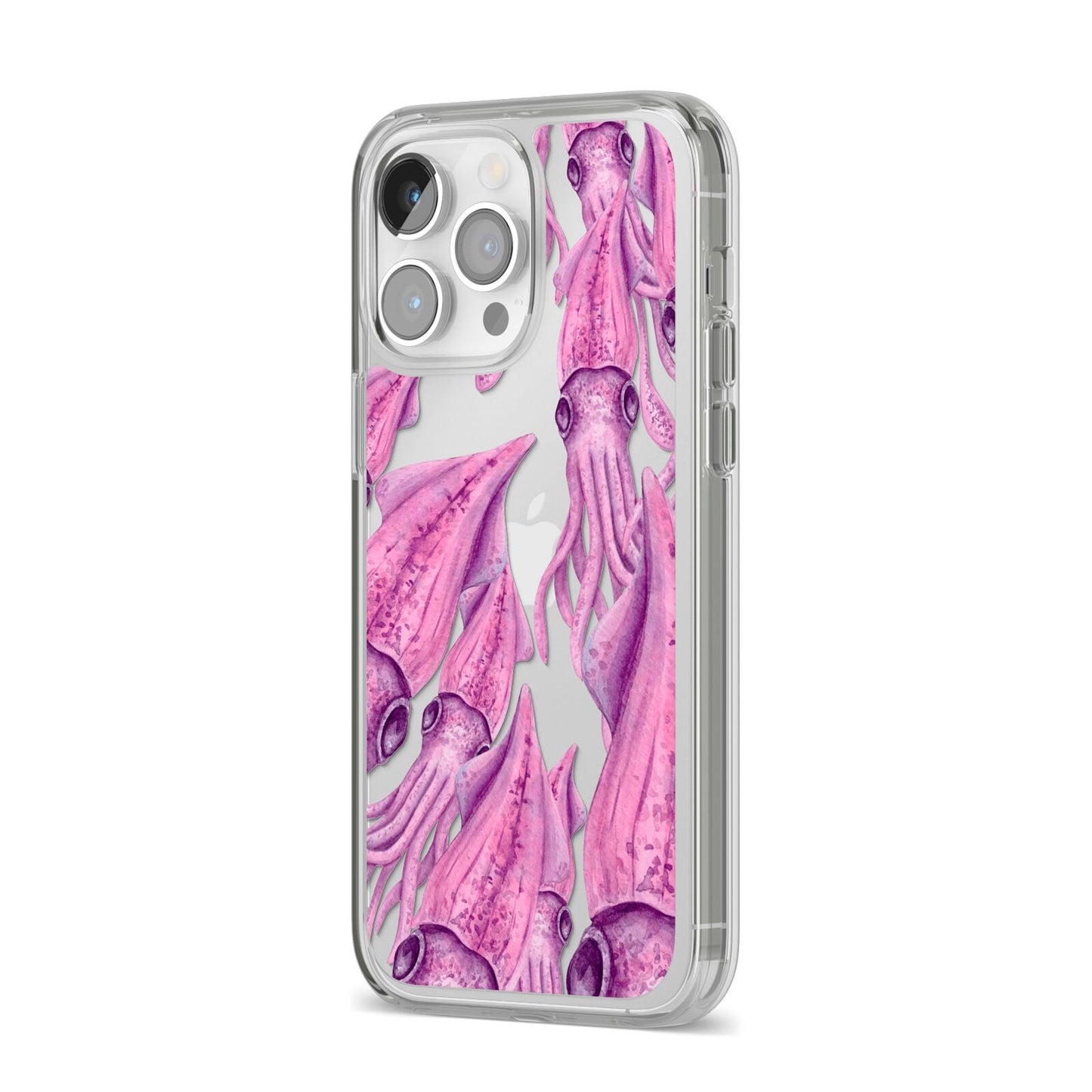 Squid iPhone 14 Pro Max Clear Tough Case Silver Angled Image