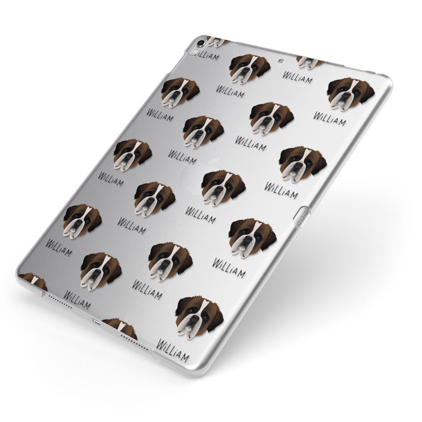 St Bernard Icon with Name Apple iPad Case on Silver iPad Side View